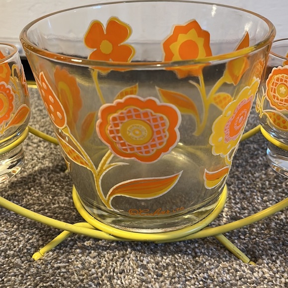 Vintage MCM Culver Ferris Wheel Barware 6 Glasses/Icebucket Glassware Retro Mod - Picture 6 of 7